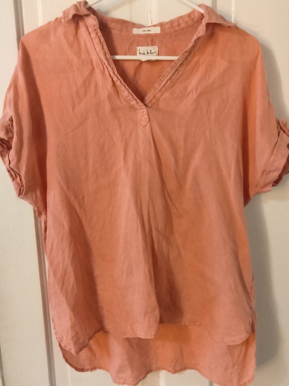 Nicole Miller Boxy Popover Linen Top
